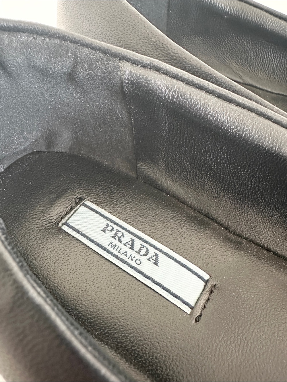Prada Padded Ballerina Flat Black Leather Size 38 Made in Italy - Picture 3 of 11